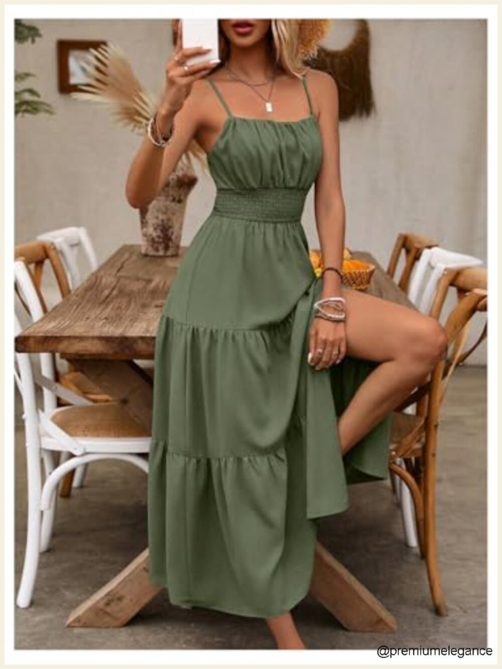 Sleeveless Square Neck Maxi Dress with Shirred Back, A-Line Silhouette - Picture 3 of 4